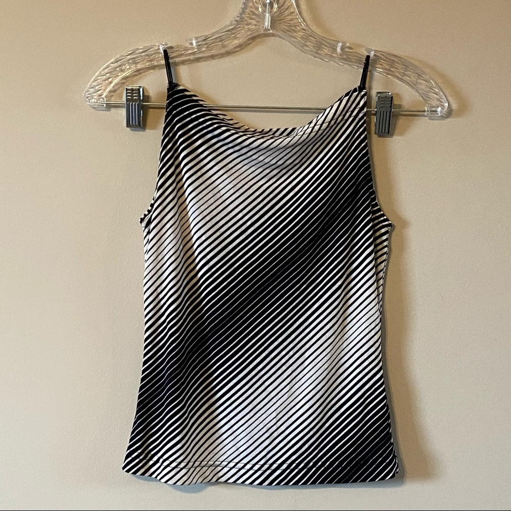 Vintage Striped Cowl Square Neck Tank Top
